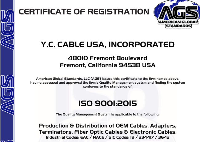 ISO 9001 認證的線材組裝製造商